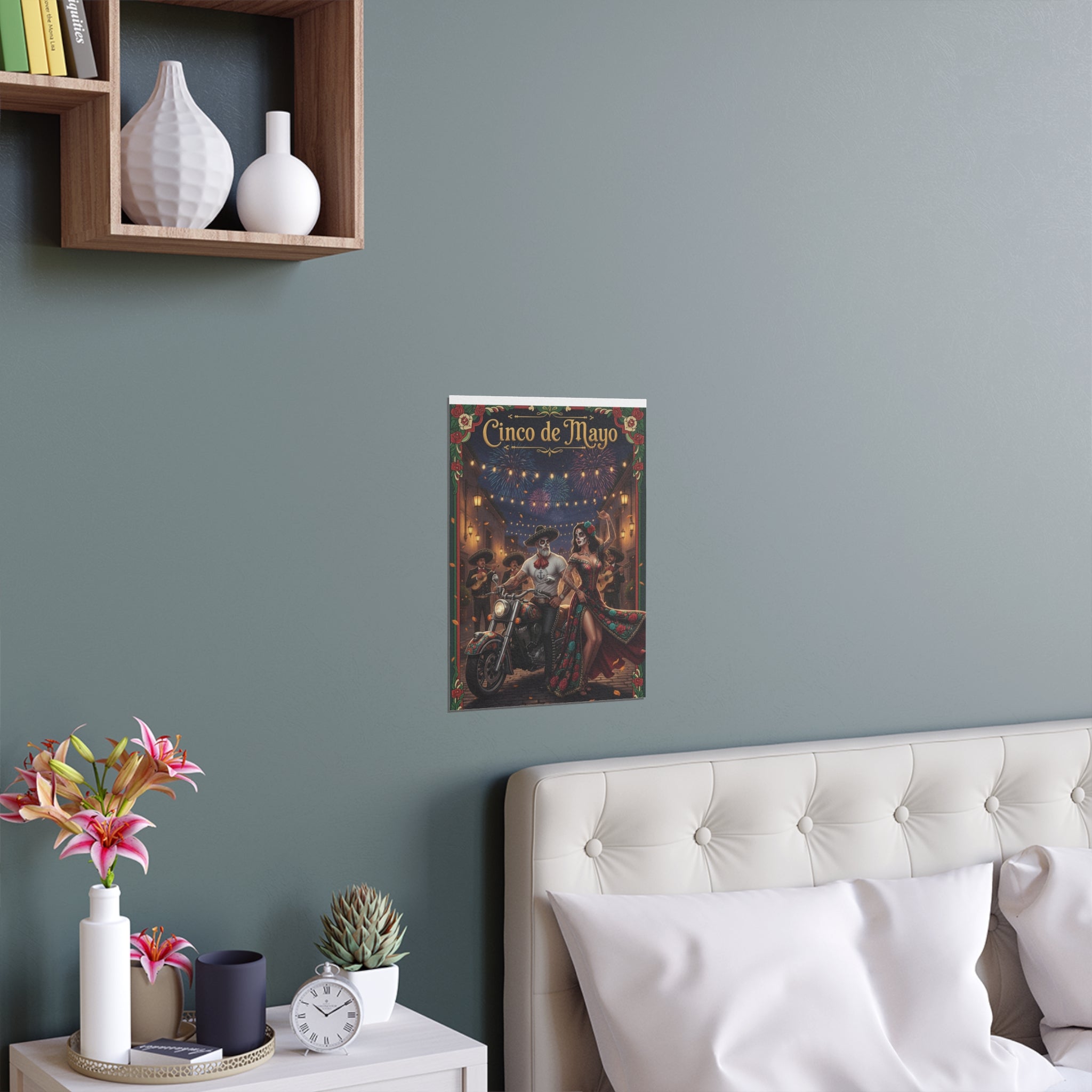Day of the Dead Biker Silk Poster — Outdoor/Indoor Dia de los Muertos Wall Art