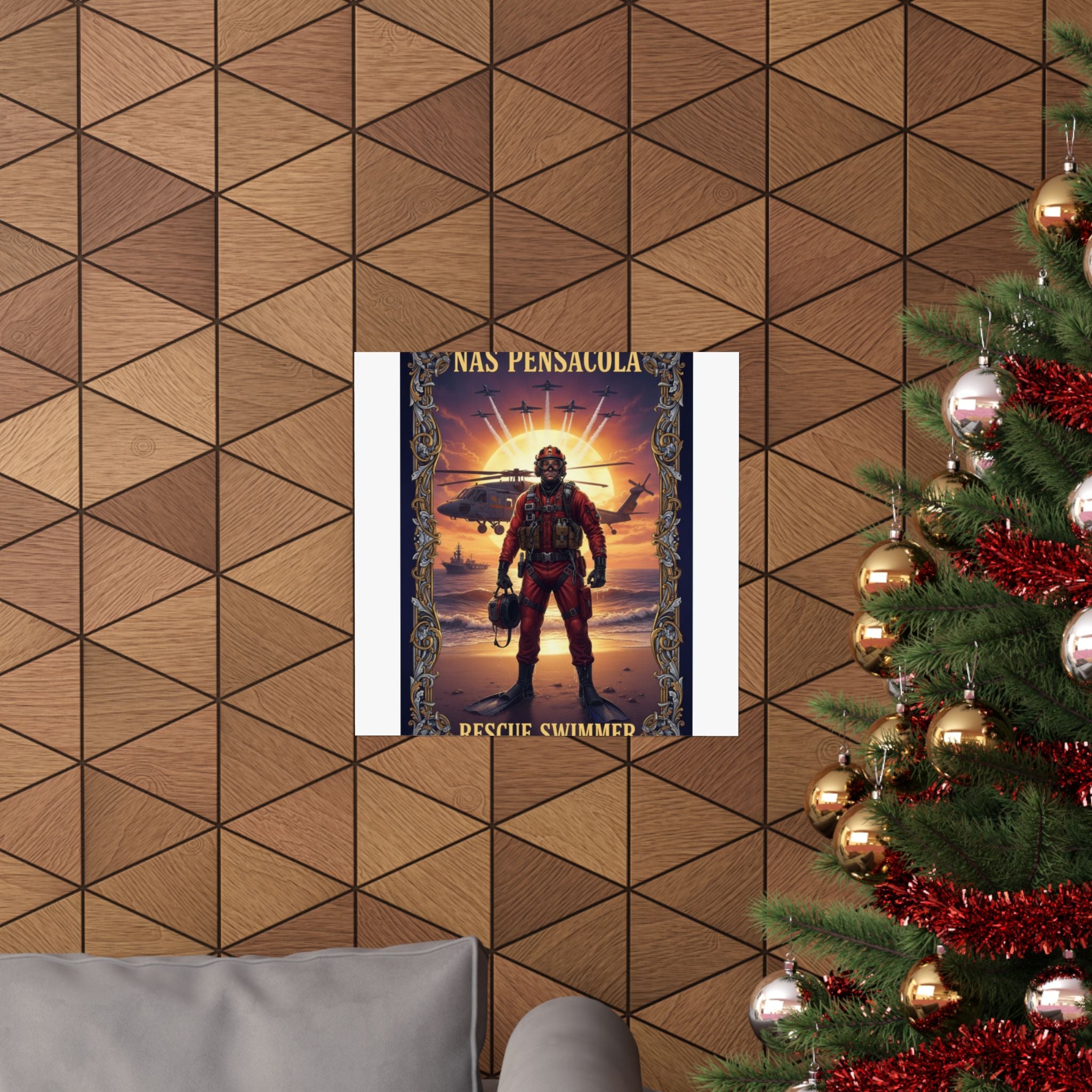 NAS Pensacola Rescue Swimmer Matte Poster — Military Search & Rescue Wall Art