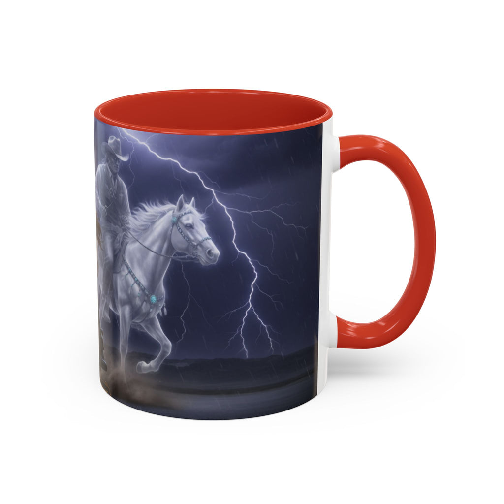 Western Ghost Riders Coffee Mug — Phantom Cowboy & Horse Lightning Accent Mug (11/15oz)