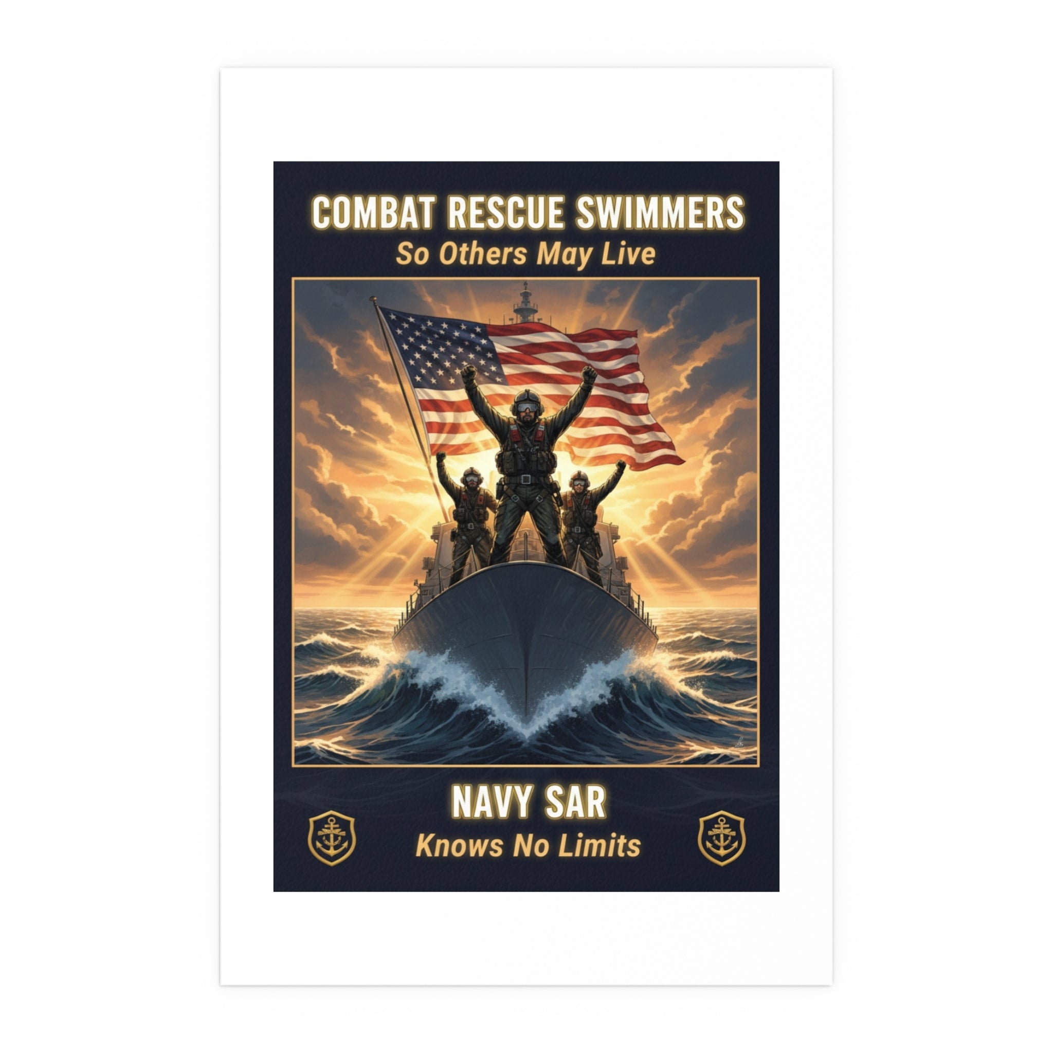 Combat Rescue Swimmers Silk Poster — "So Others May Live" Navy SAR Wall Art