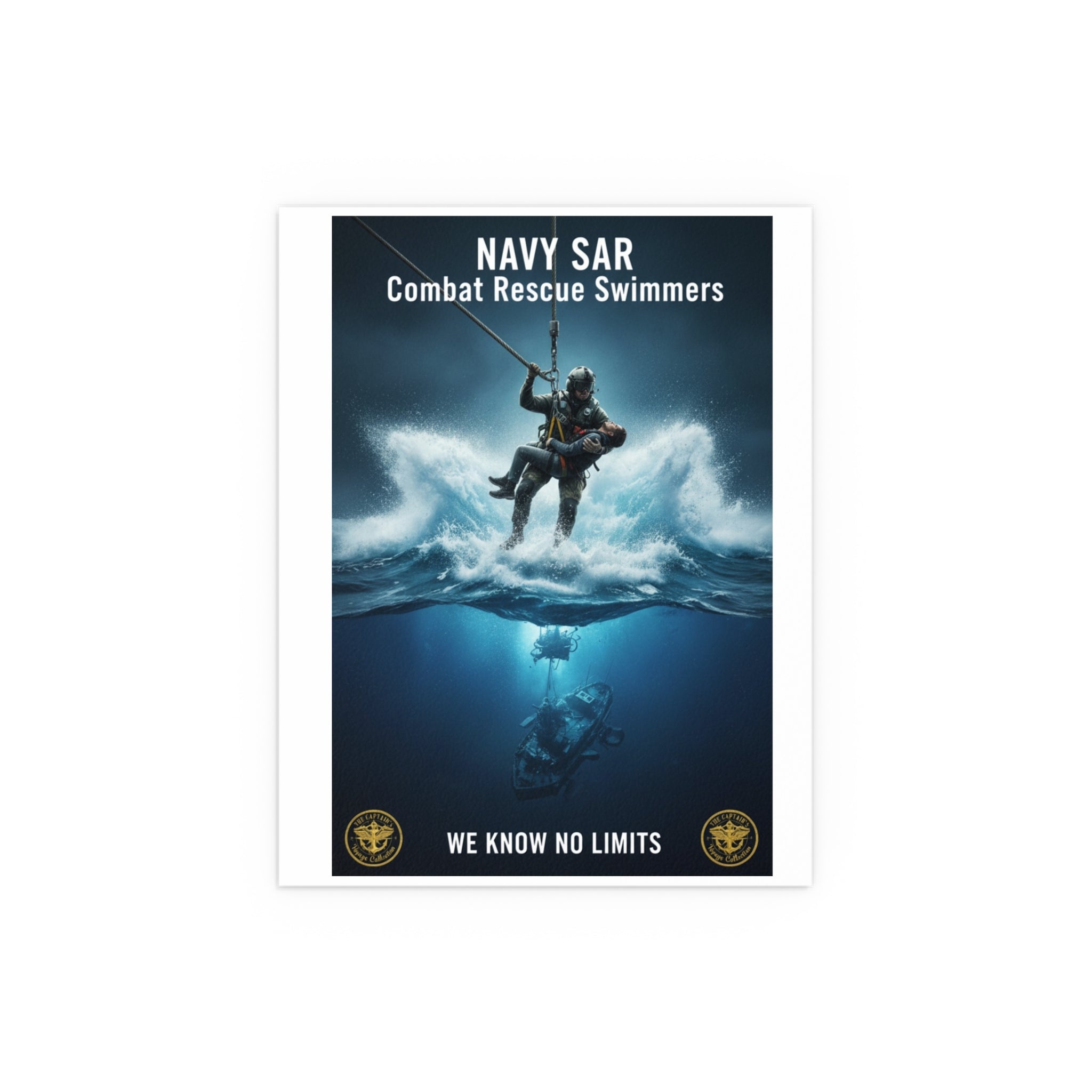 Diver Split-View Silk Poster — Underwater Adventure Wall Art (Indoor/Outdoor)