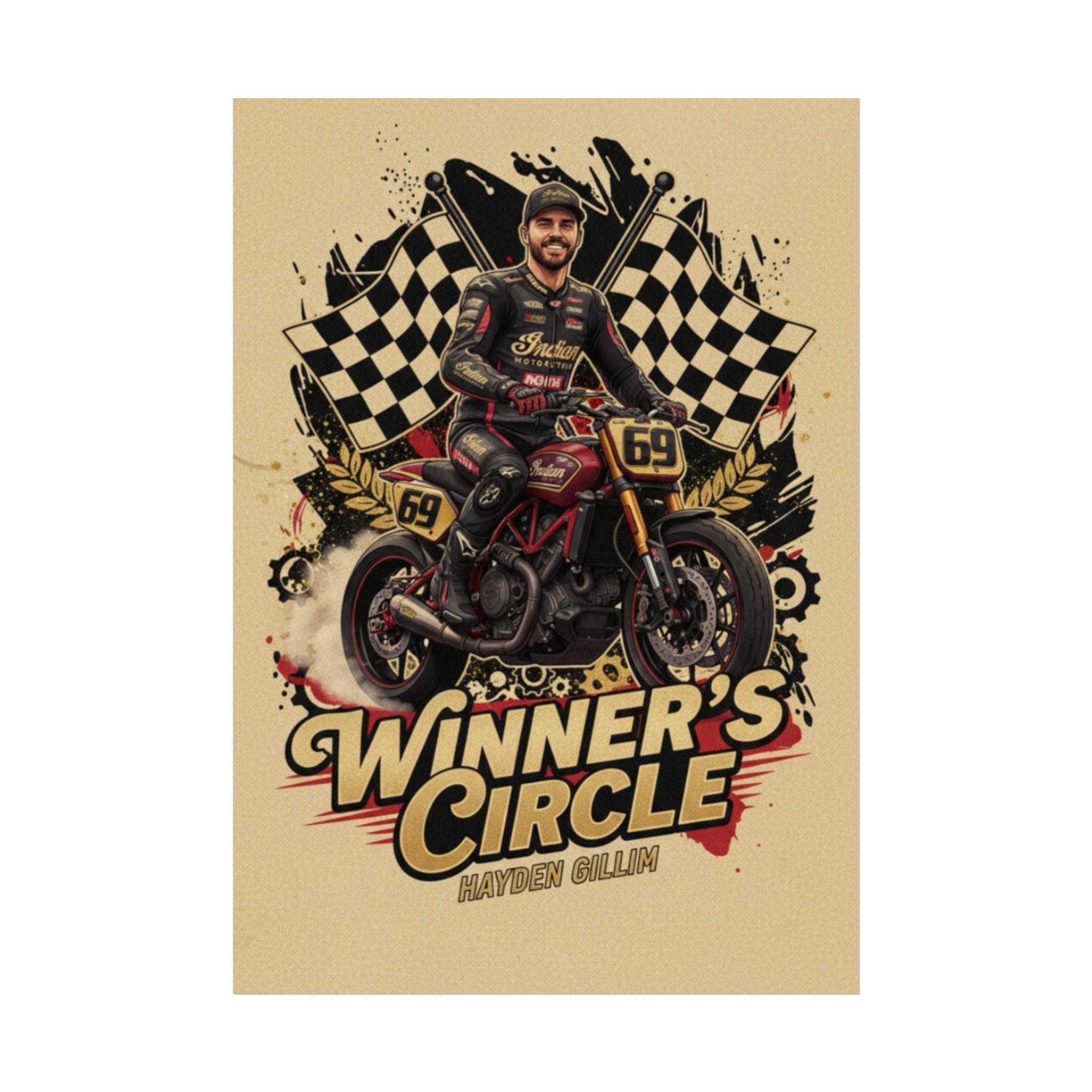 Winner's Circle Motorcycle Poster — Vintage Racing Fine Art Print