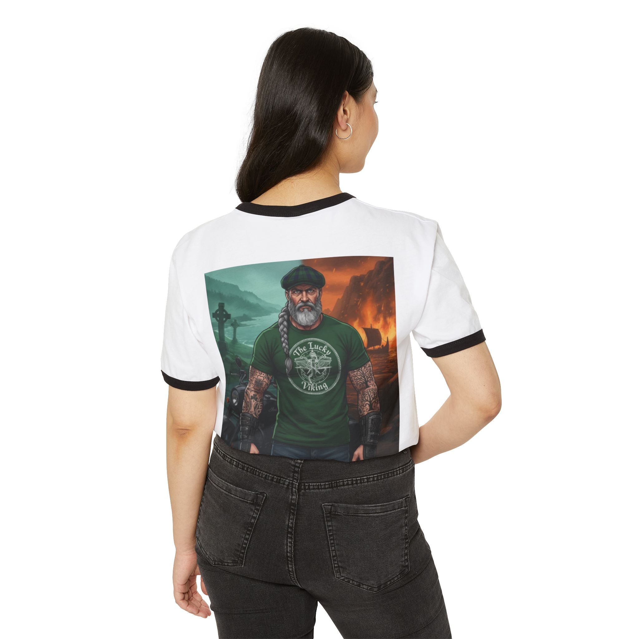 Viking Dad Graphic T-Shirt — "The Lucky Viking" Ringer Tee