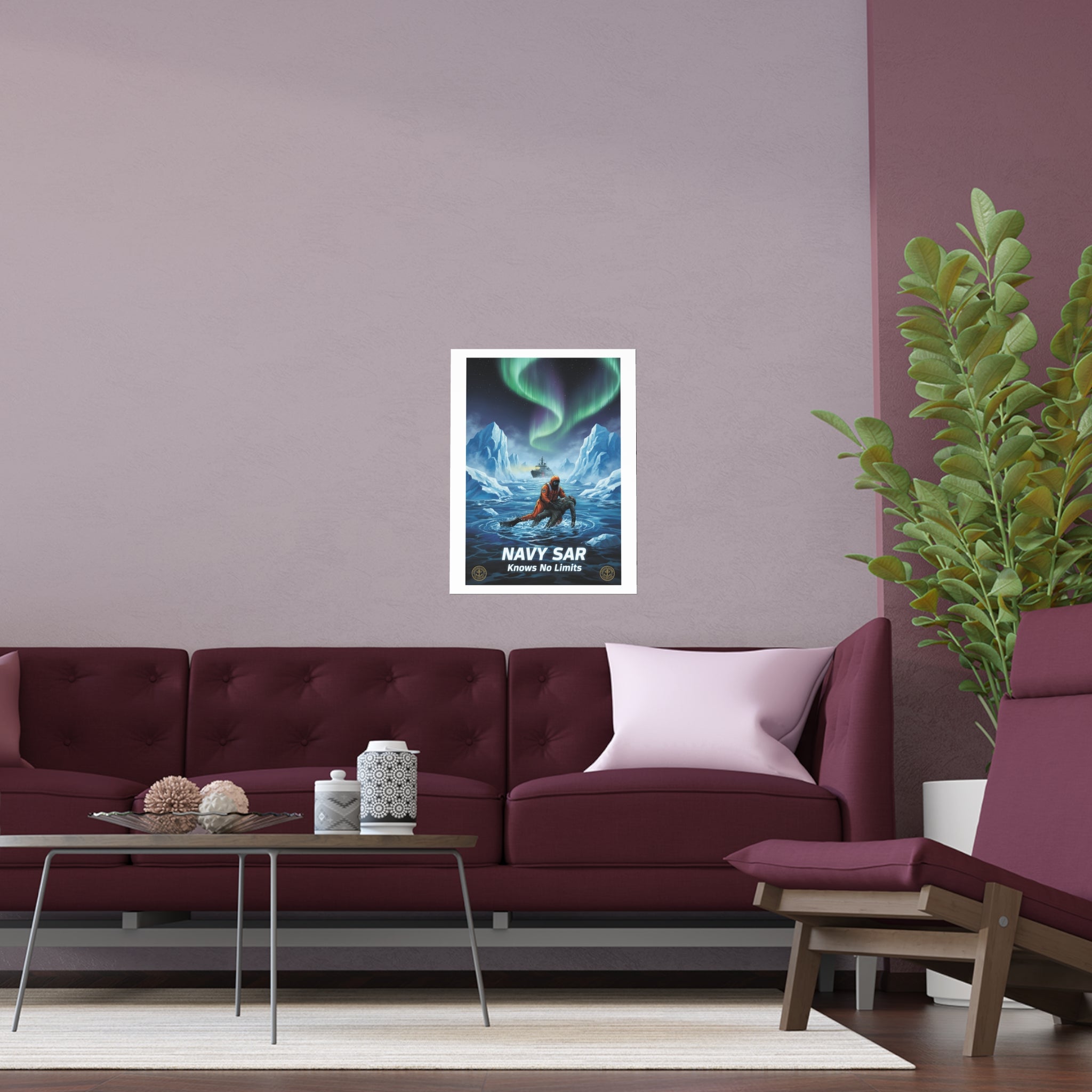Silk Poster — 'Navy SAR Knows No Limits' Arctic Rescue Wall Art (Indoor/Outdoor)