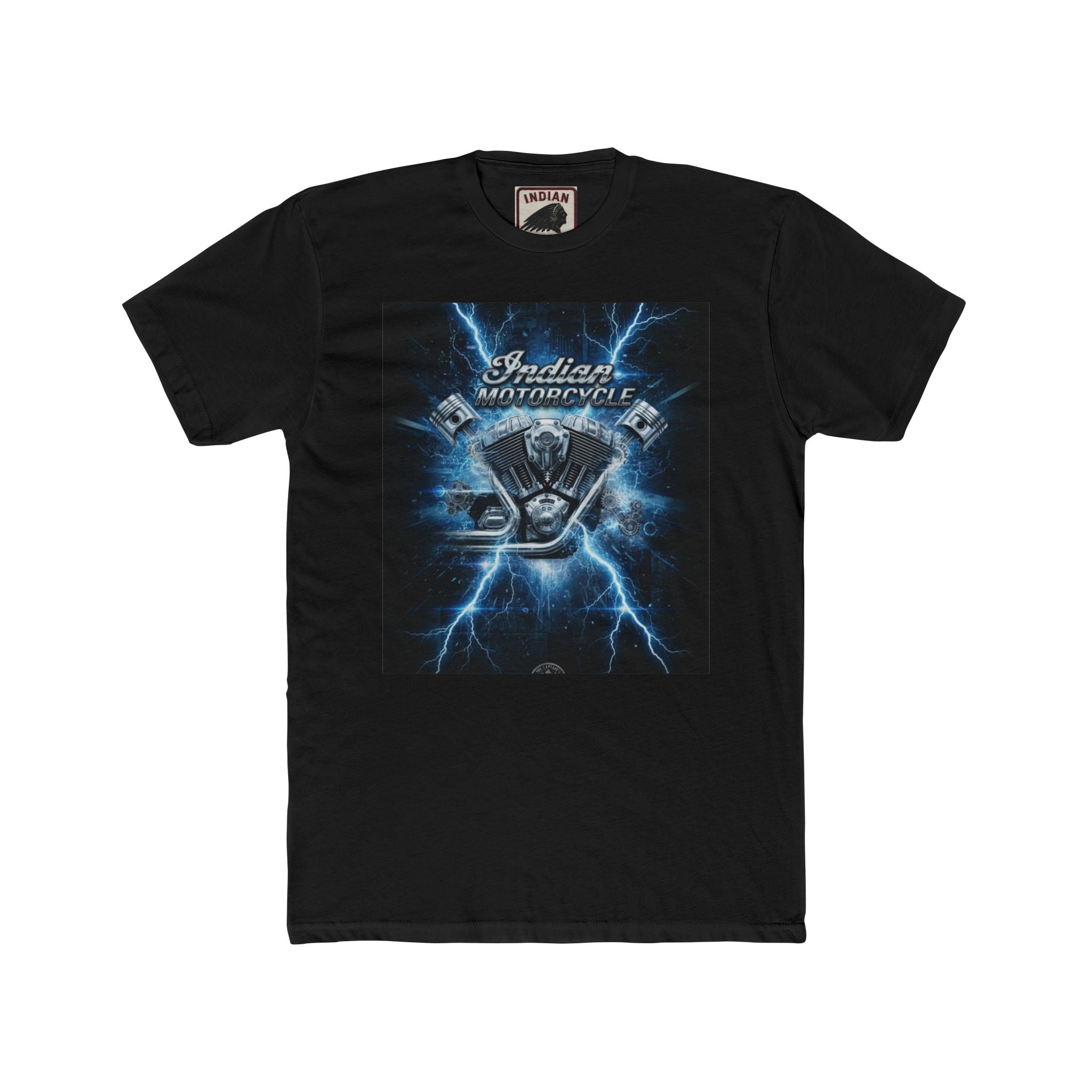 Indian Motorcycle Lightning Engine Tee — Vintage Biker Graphic T-Shirt