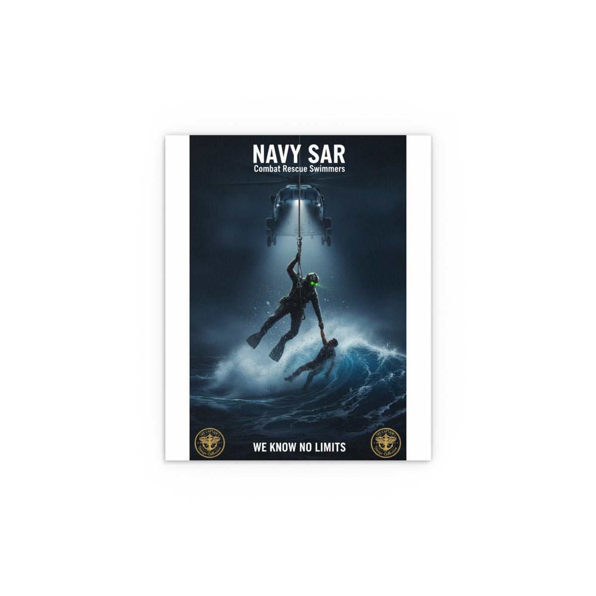 Navy SAR Combat Rescue Swimmers Silk Poster – “We Know No Limits” Indoor/Outdoor Print