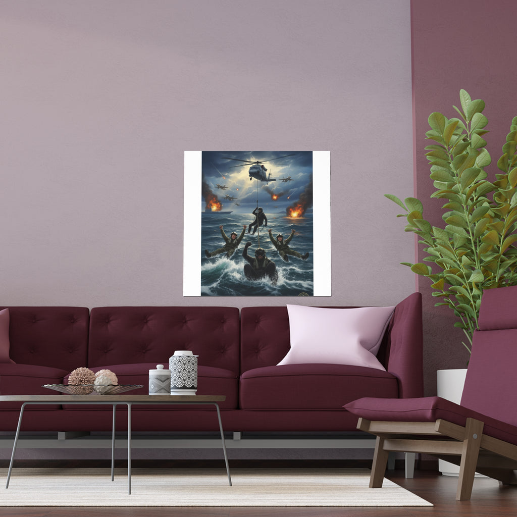 Rescue Swimmer Silk Poster — NAS Pensacola Military Aviation Art (Indoor/Outdoor)