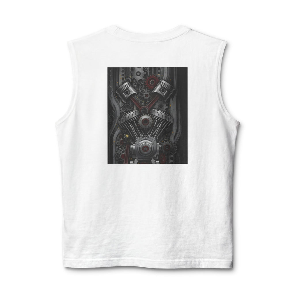 Indian Motorcycle Engine Graphic Muscle Tank — Vintage Chief Headdress Moto Tank Top