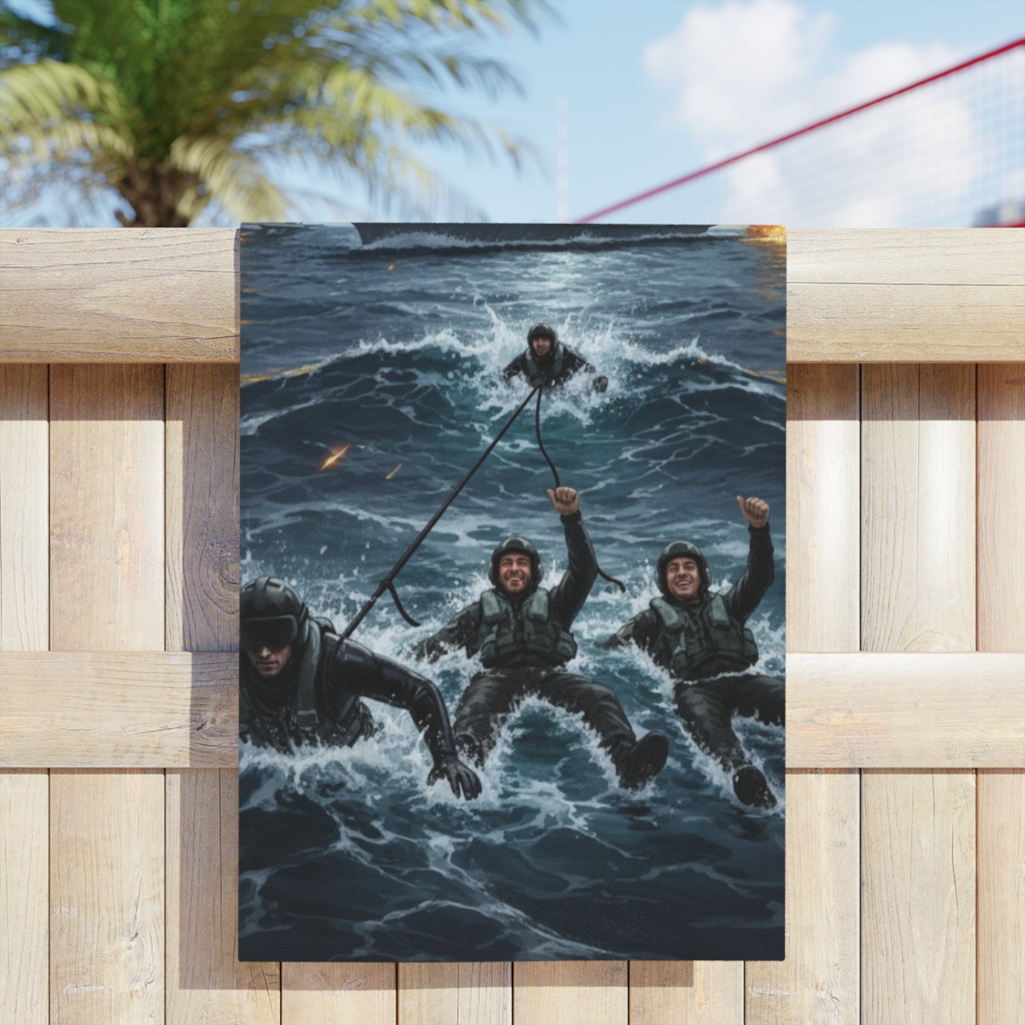 Rescue Swimmer Beach Towel — NAS Pensacola Vintage Sunset Design
