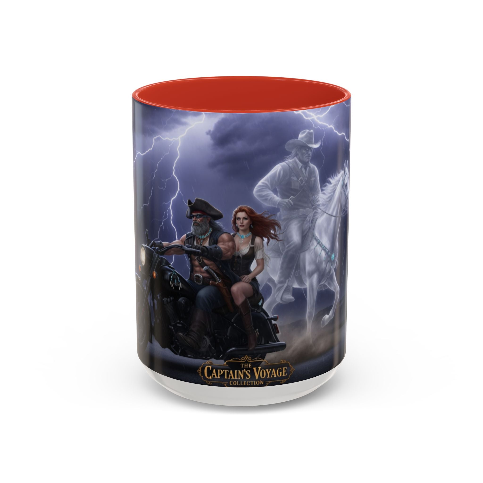 Western Ghost Riders Coffee Mug — Phantom Cowboy & Horse Lightning Accent Mug (11/15oz)
