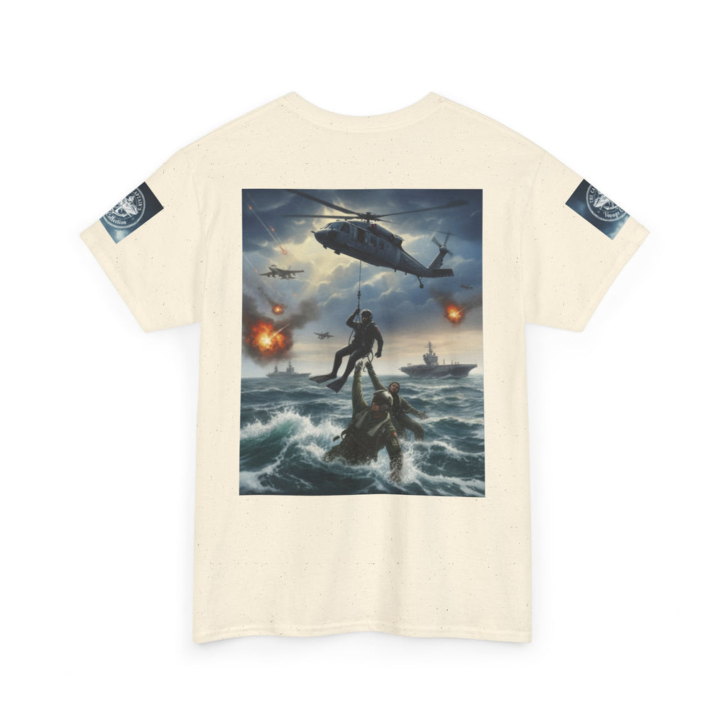 Navy Search & Rescue Graphic Tee — SAR Helicopter Rescue Scene