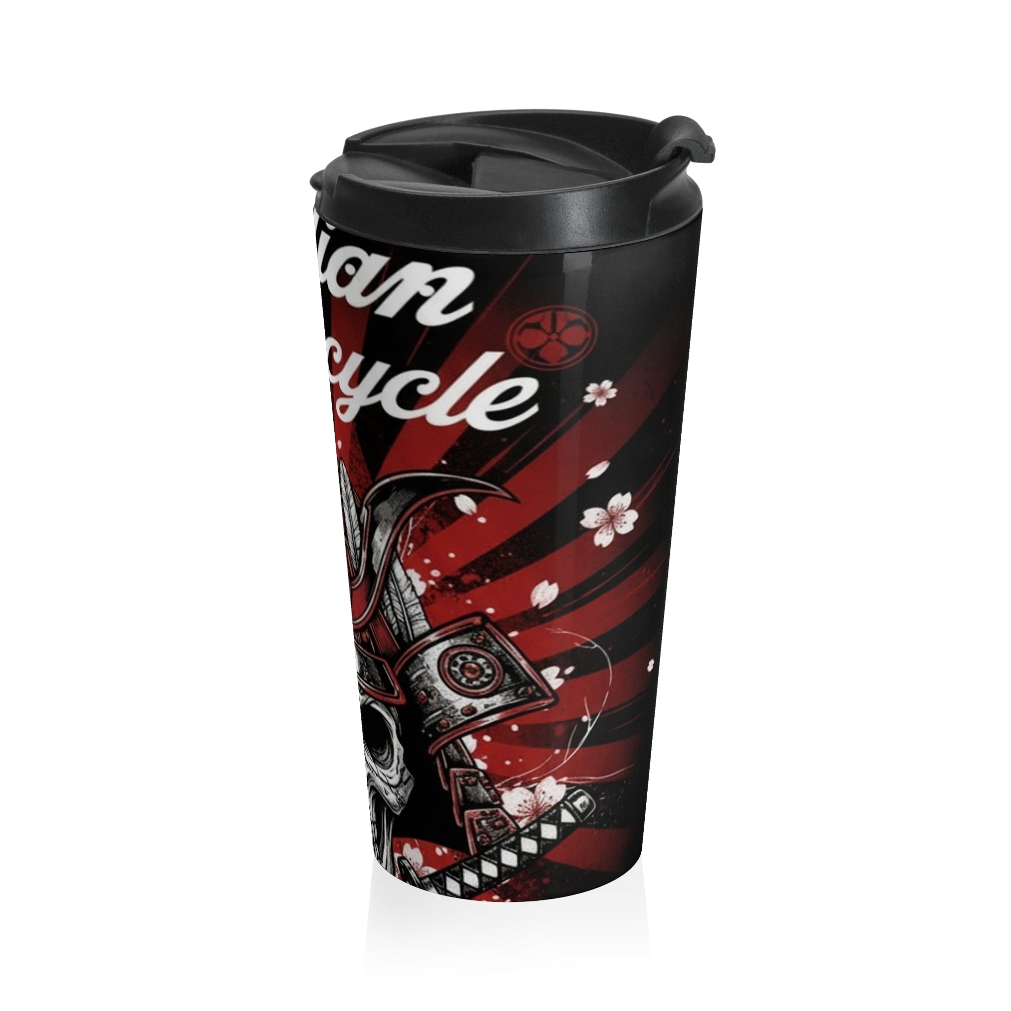 Motorcycle Skull Stainless Steel Travel Mug – Biker Helmet Design