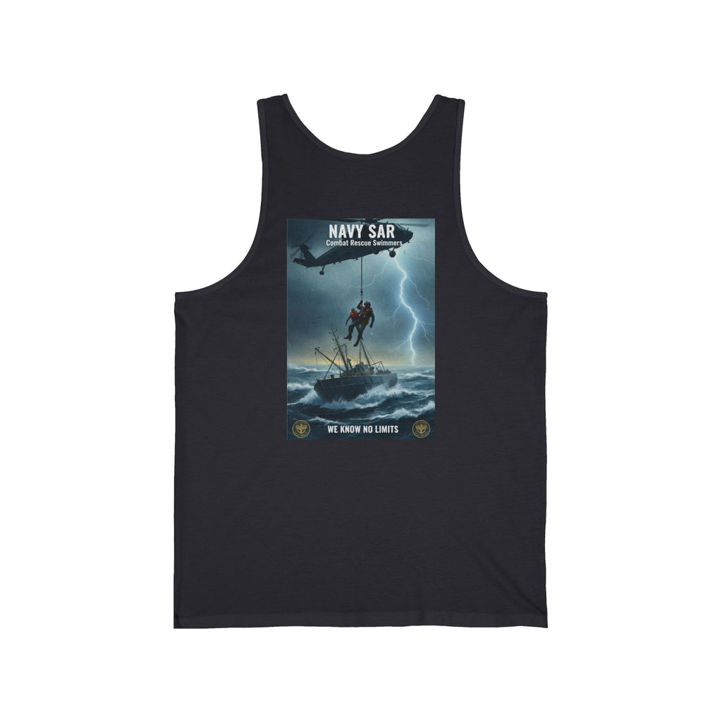Navy SAR Combat Rescue Tank Top — "We Know No Limits" Military Graphic Tank