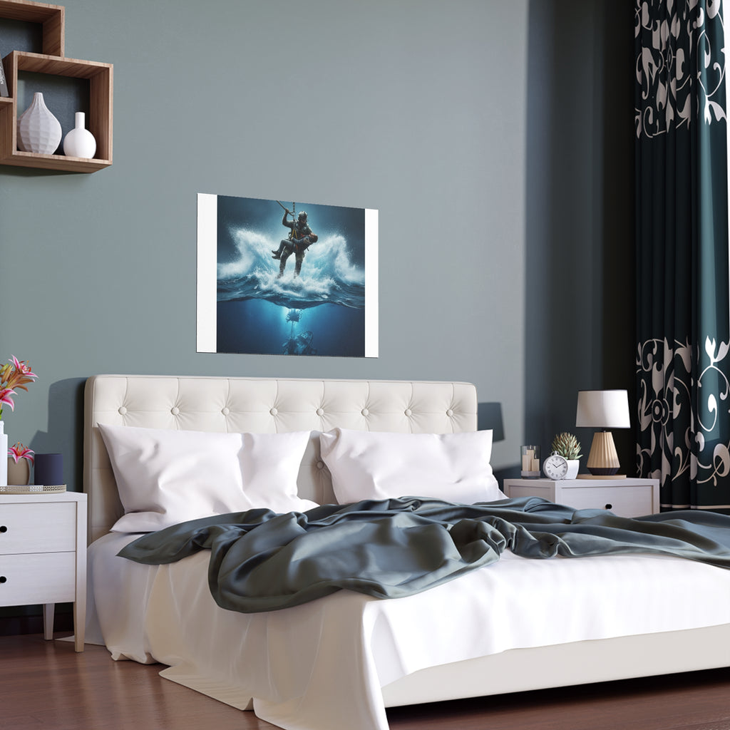 Diver Split-View Silk Poster — Underwater Adventure Wall Art (Indoor/Outdoor)