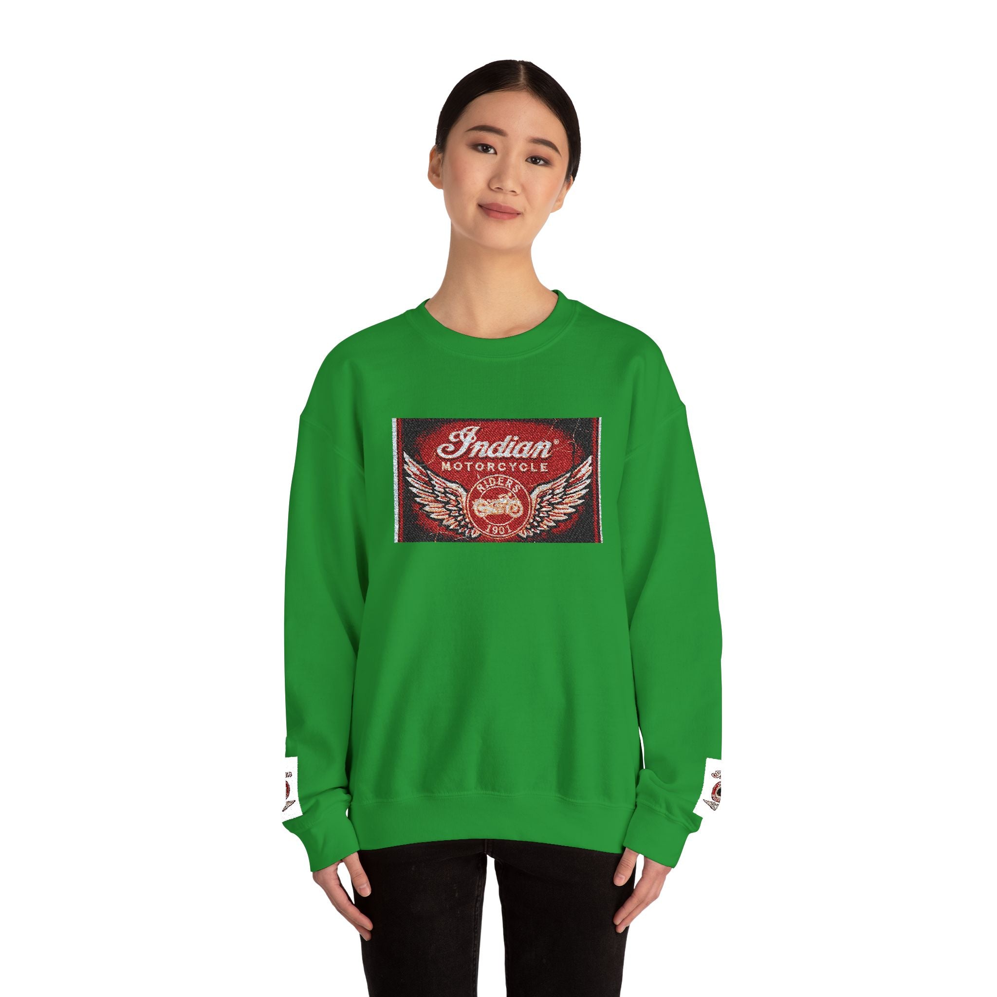 Vintage Motorcycle Crewneck Sweatshirt — 'Indian Motorcycles' Winged Logo