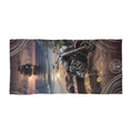 Pirate Treasure Beach Towel — Vintage Ship, Gold Coins & Compass Design