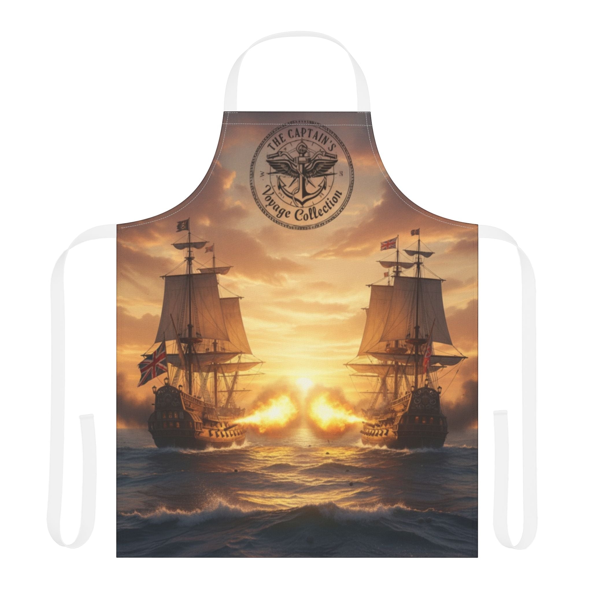 Nautical Sunset Ship Apron — Vintage Pirate Captain Kitchen Apron