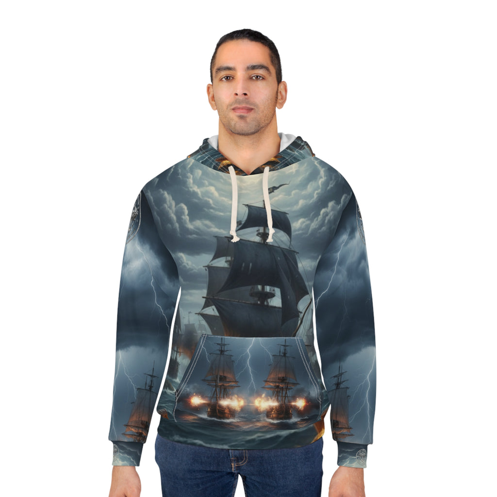Stormy Pirate Ship Hoodie — Maritime Battle All-Over Print
