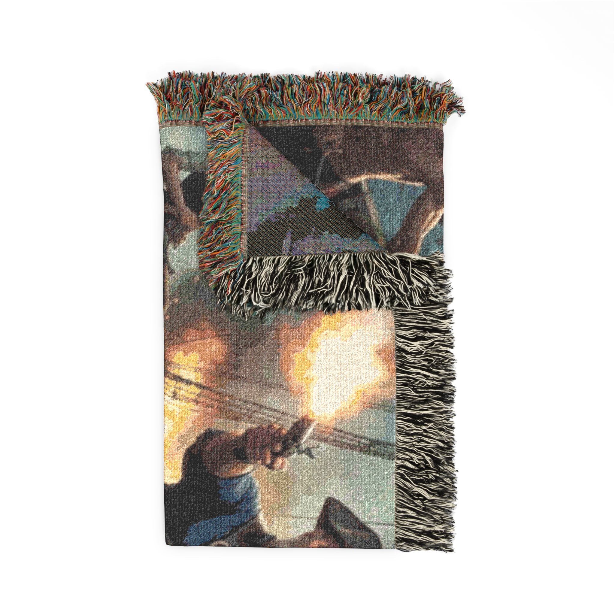 Pirate Captain Throw Blanket — Vintage Ship Battle Woven Tapestry