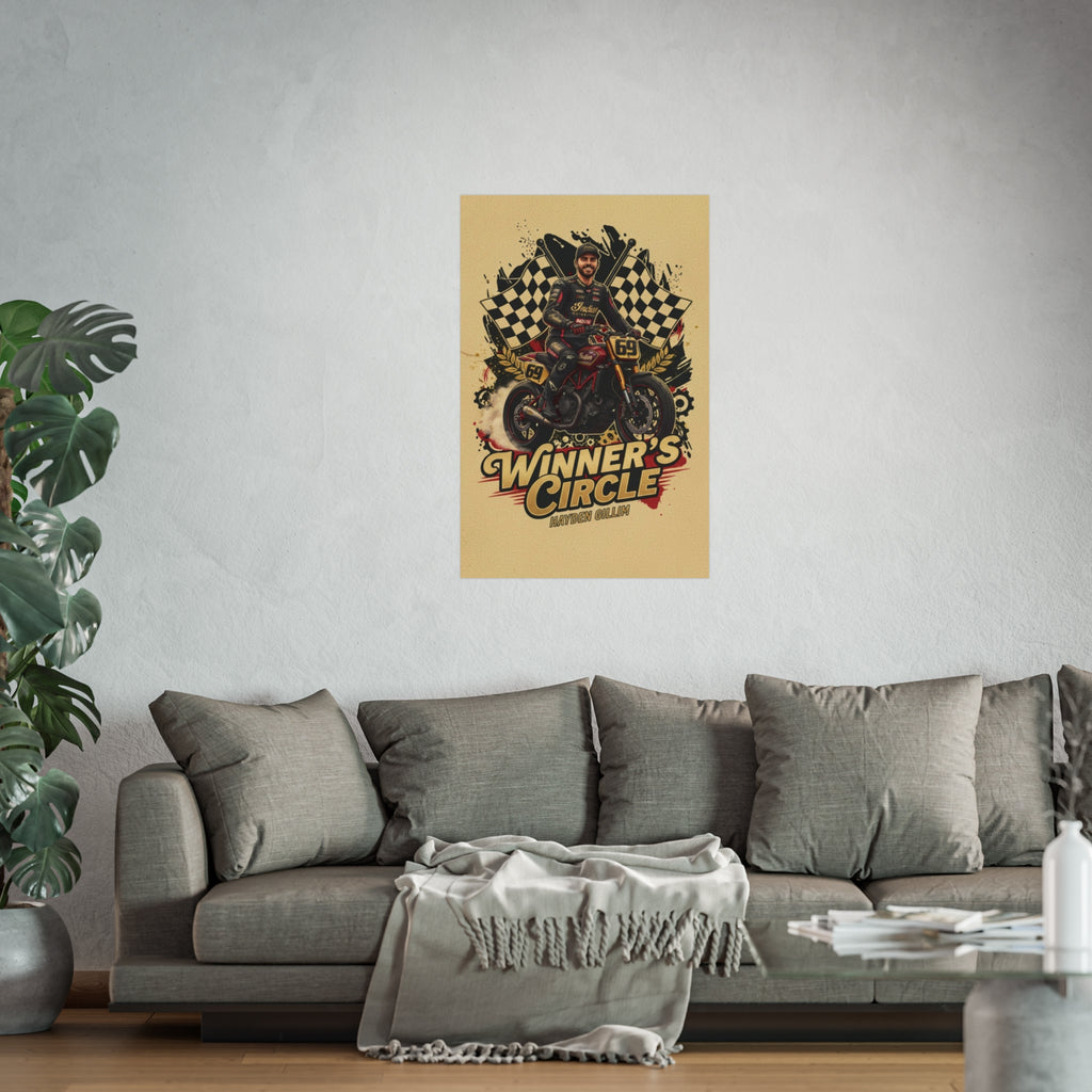 Winner's Circle Motorcycle Poster — Vintage Racing Fine Art Print