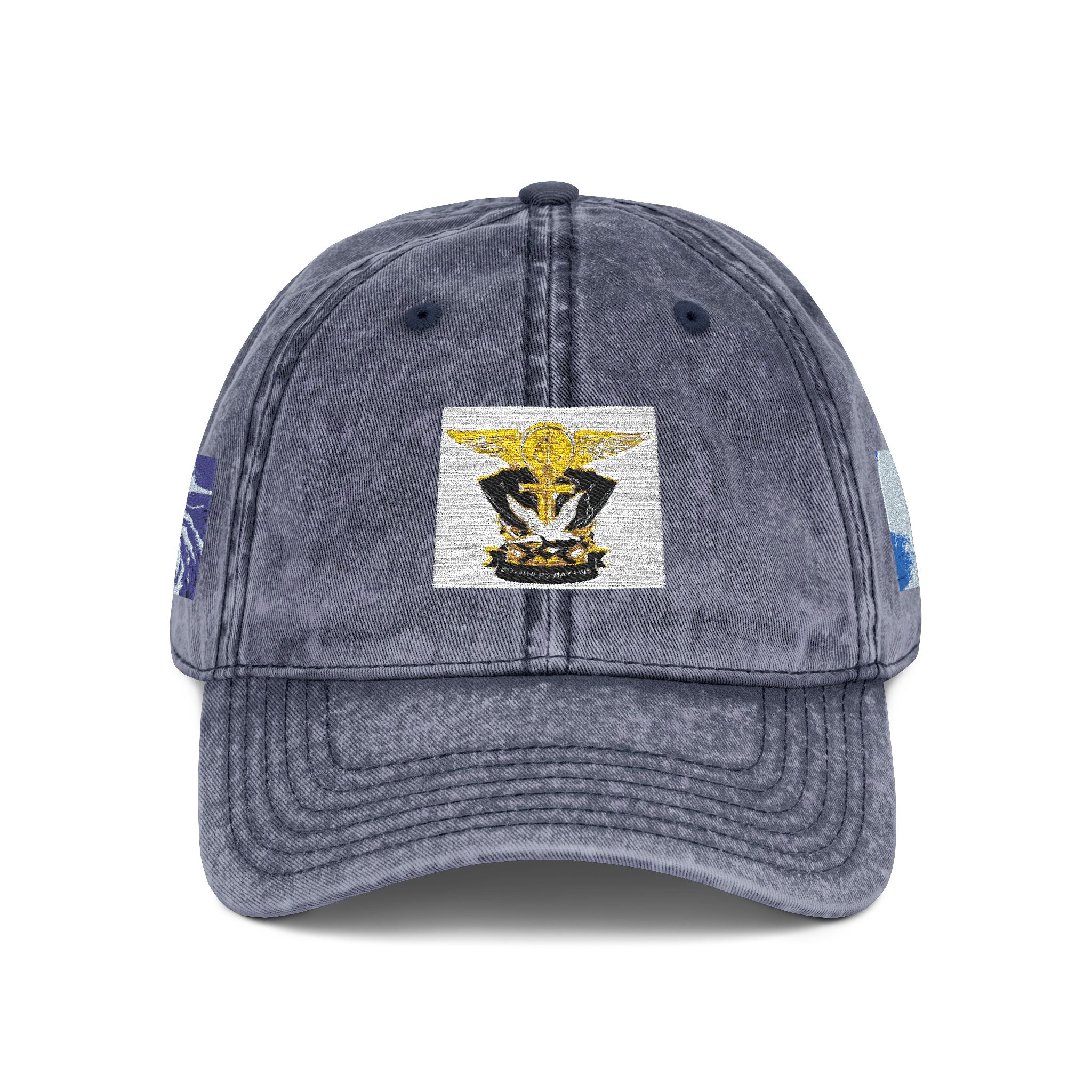 Vintage Embroidered Cap with Tiger Patch — Distressed Red Baseball Hat