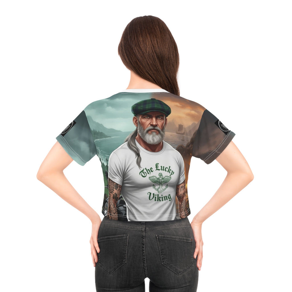 Lucky Viking Crop Tee — Irish Celtic Motorcycle St. Patrick's Day Top