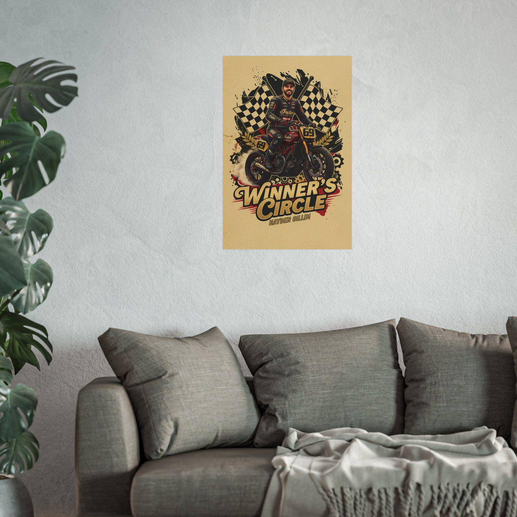 Winner's Circle Motorcycle Poster — Vintage Racing Fine Art Print