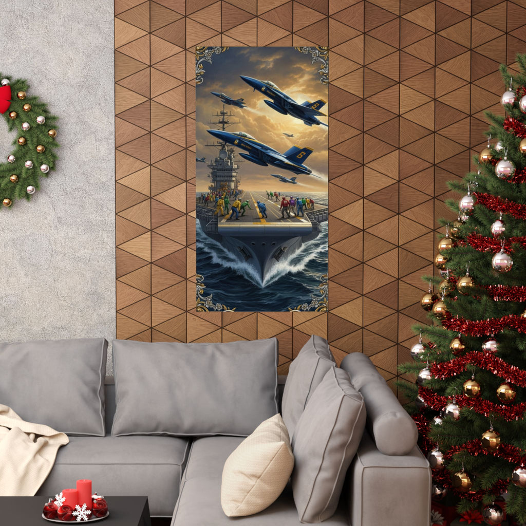 Navy SAR Rescue Helicopter Matte Poster — Dramatic Sea Rescue Art