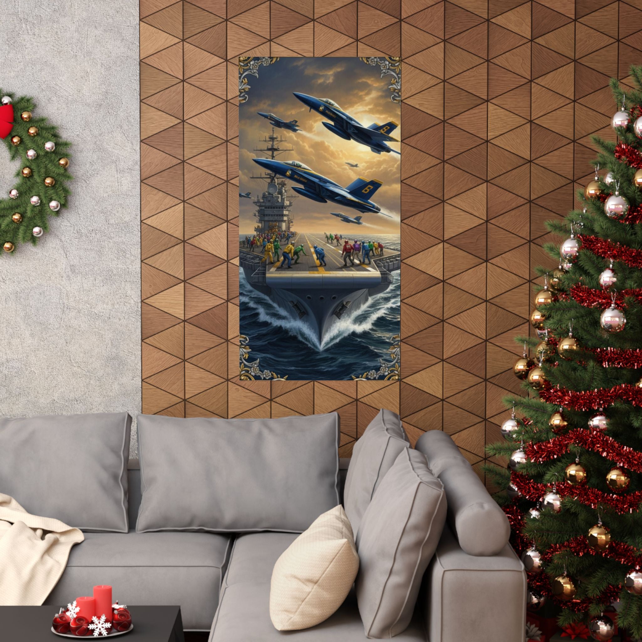 Navy SAR Rescue Helicopter Matte Poster — Dramatic Sea Rescue Art