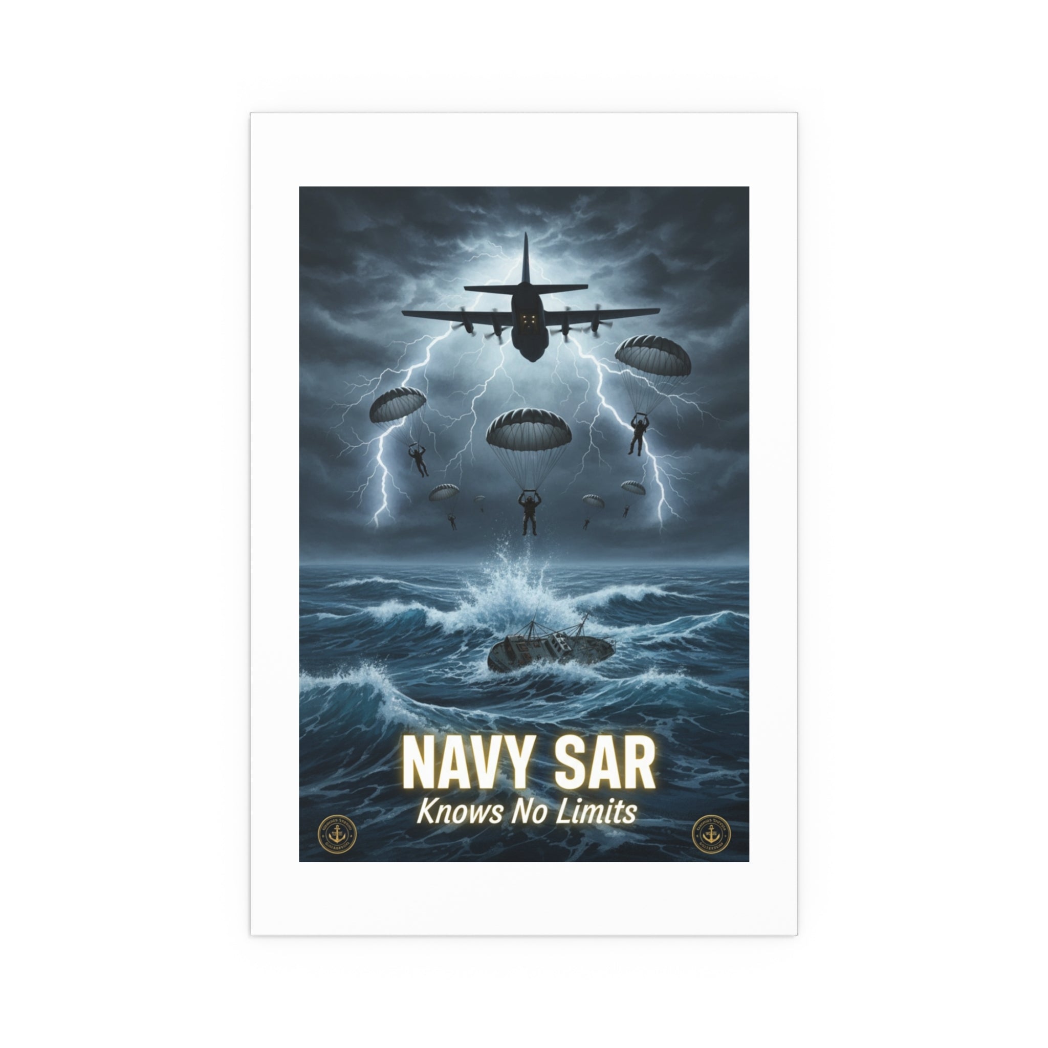 Navy SAR 'Knows No Limits' Rescue Poster — Indoor/Outdoor Silk Print
