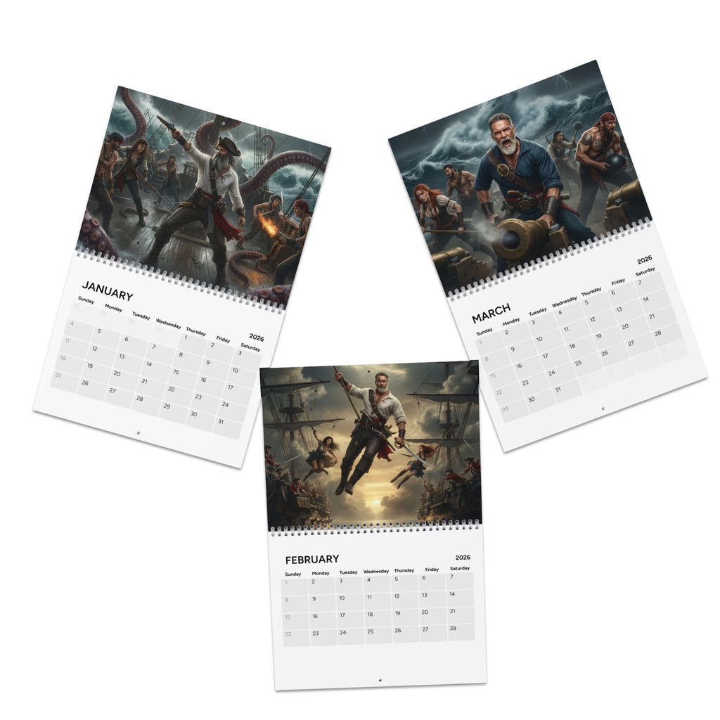 2026 Pirate & Nautical Wall Calendar – Fantasy Ship Artwork Monthly Planner