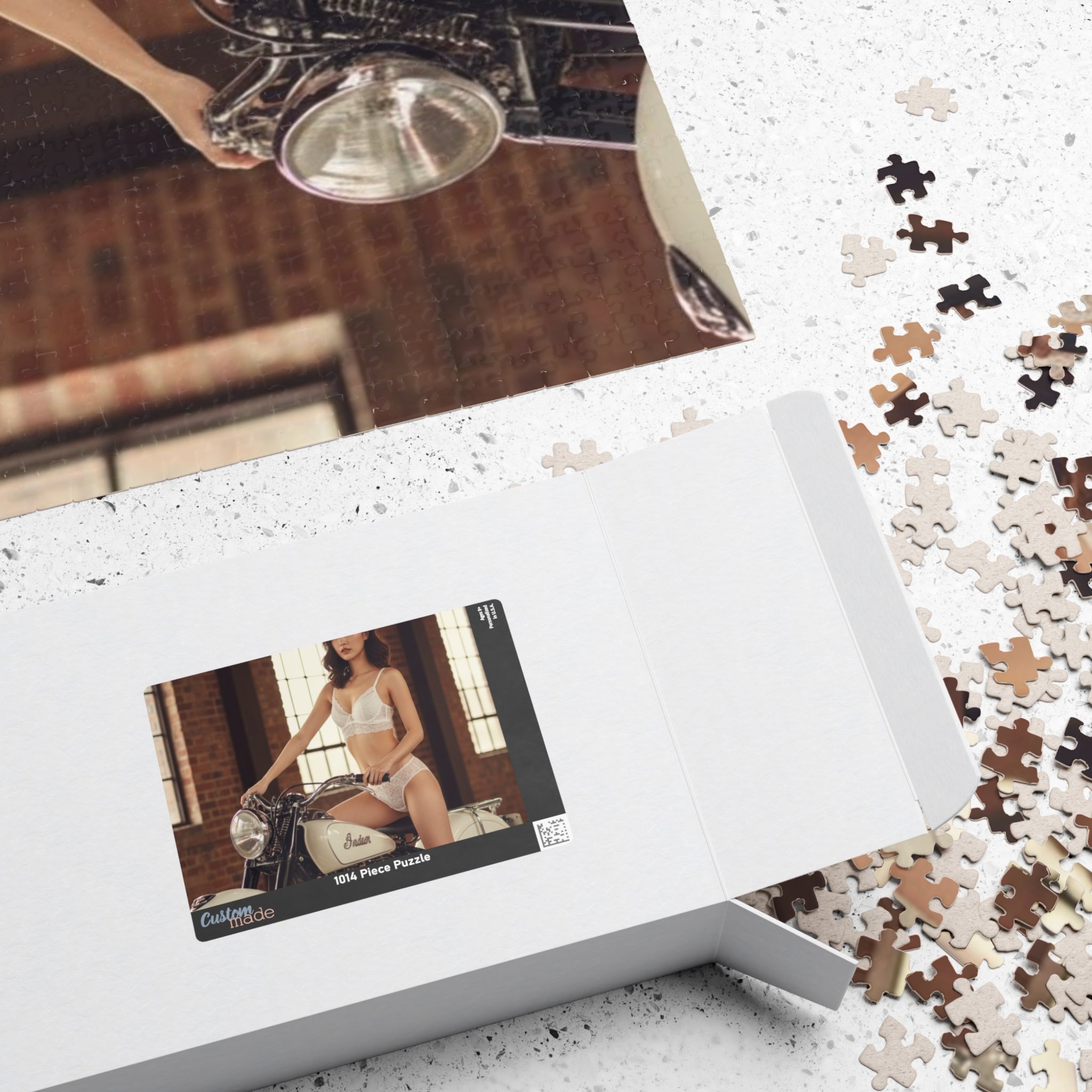 Vintage Motorcycle Pin-Up Puzzle – 520/1014 Piece Photo Jigsaw