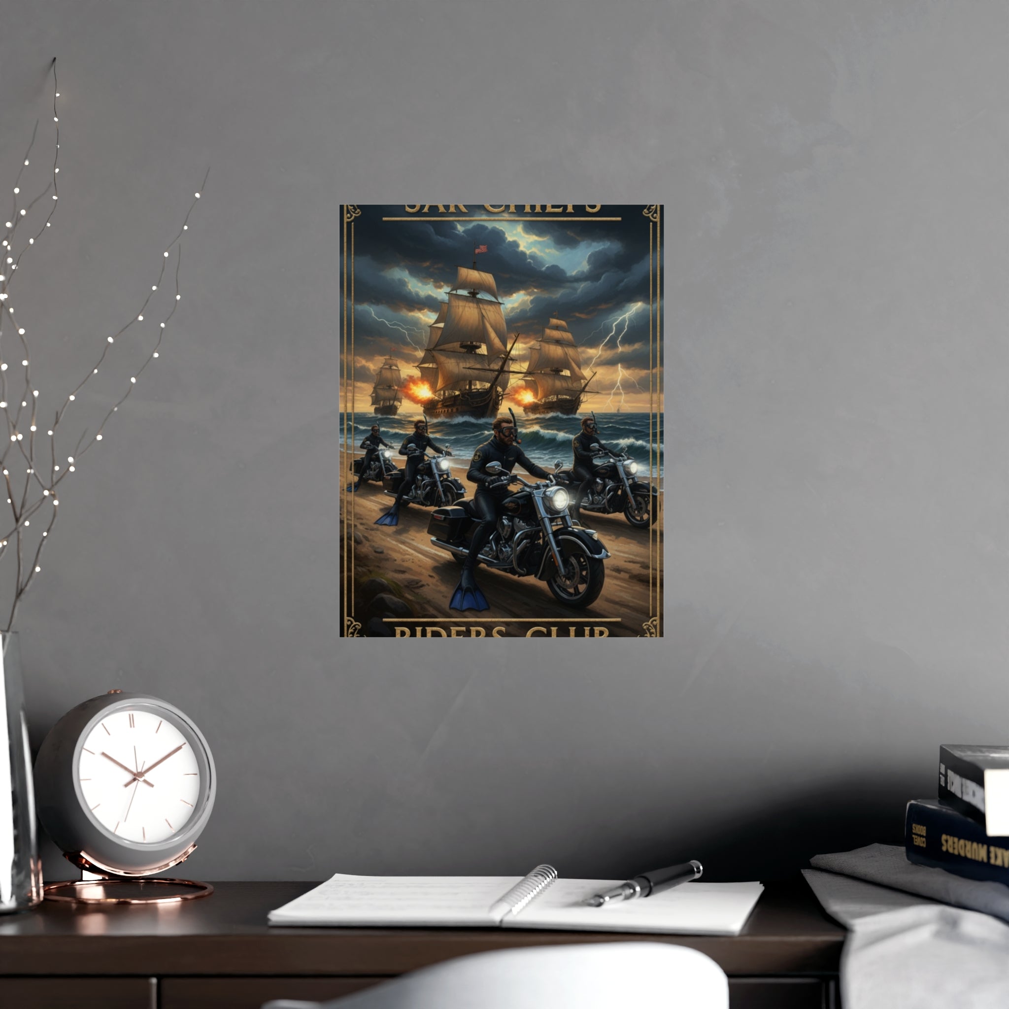 Riders Club Matte Poster — Sea Captain Bikers Vintage Nautical Wall Art