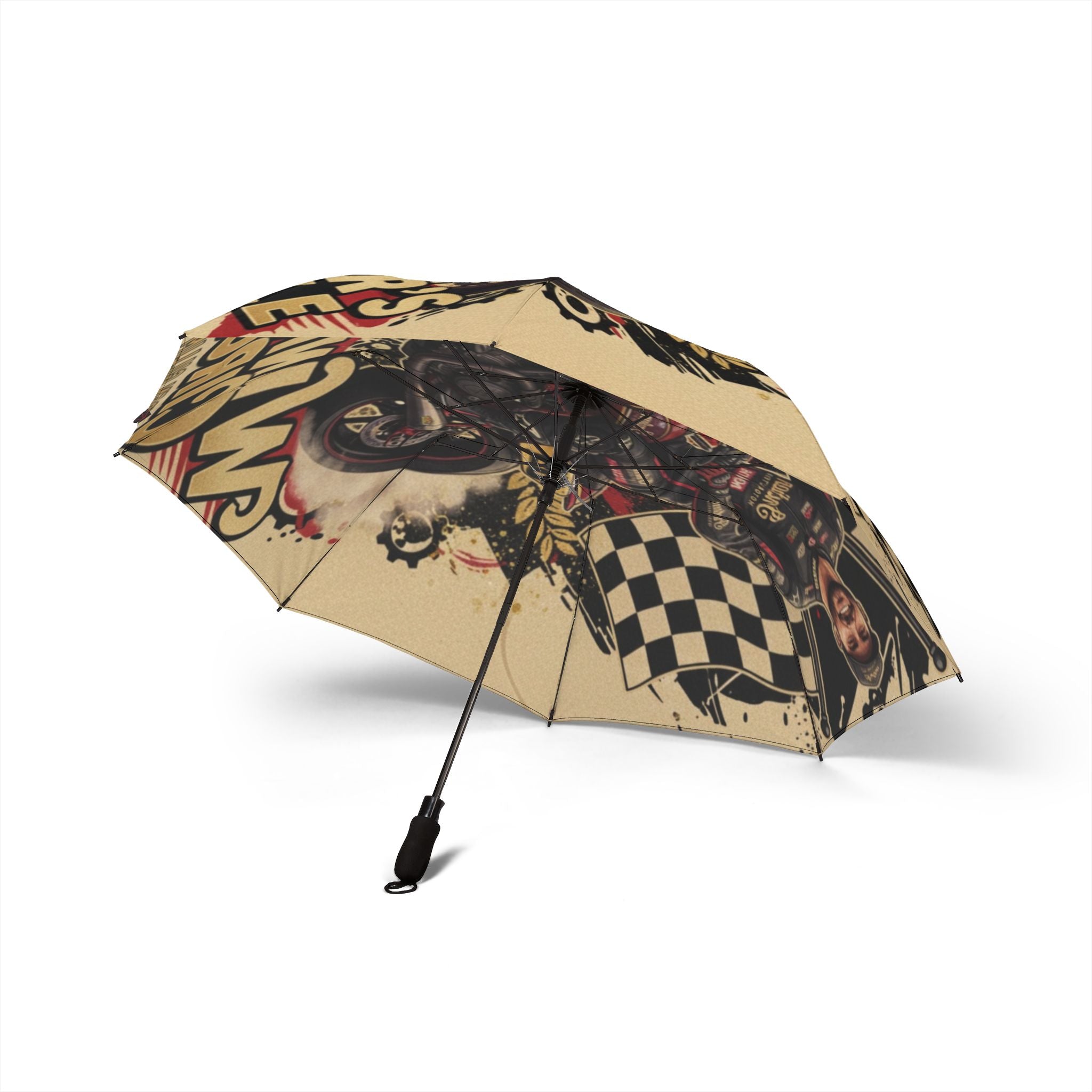 Motorcycle Racing Foldable Umbrella — Retro Checkered Flag Design