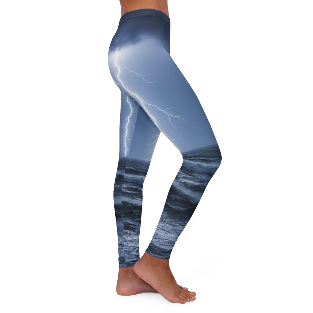 Stormy Sea Lightning Leggings — Women’s All-Over-Print Activewear