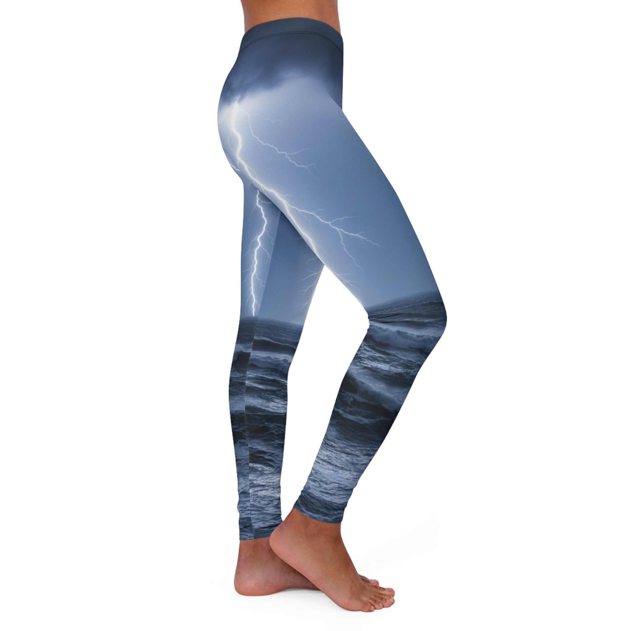 Stormy Sea Lightning Leggings — Women’s All-Over-Print Activewear