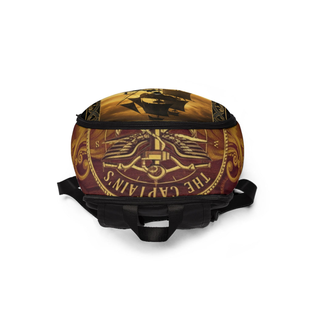 Vintage Motorcycle & Pirate Ship Backpack - Steampunk Biker Travel Bag