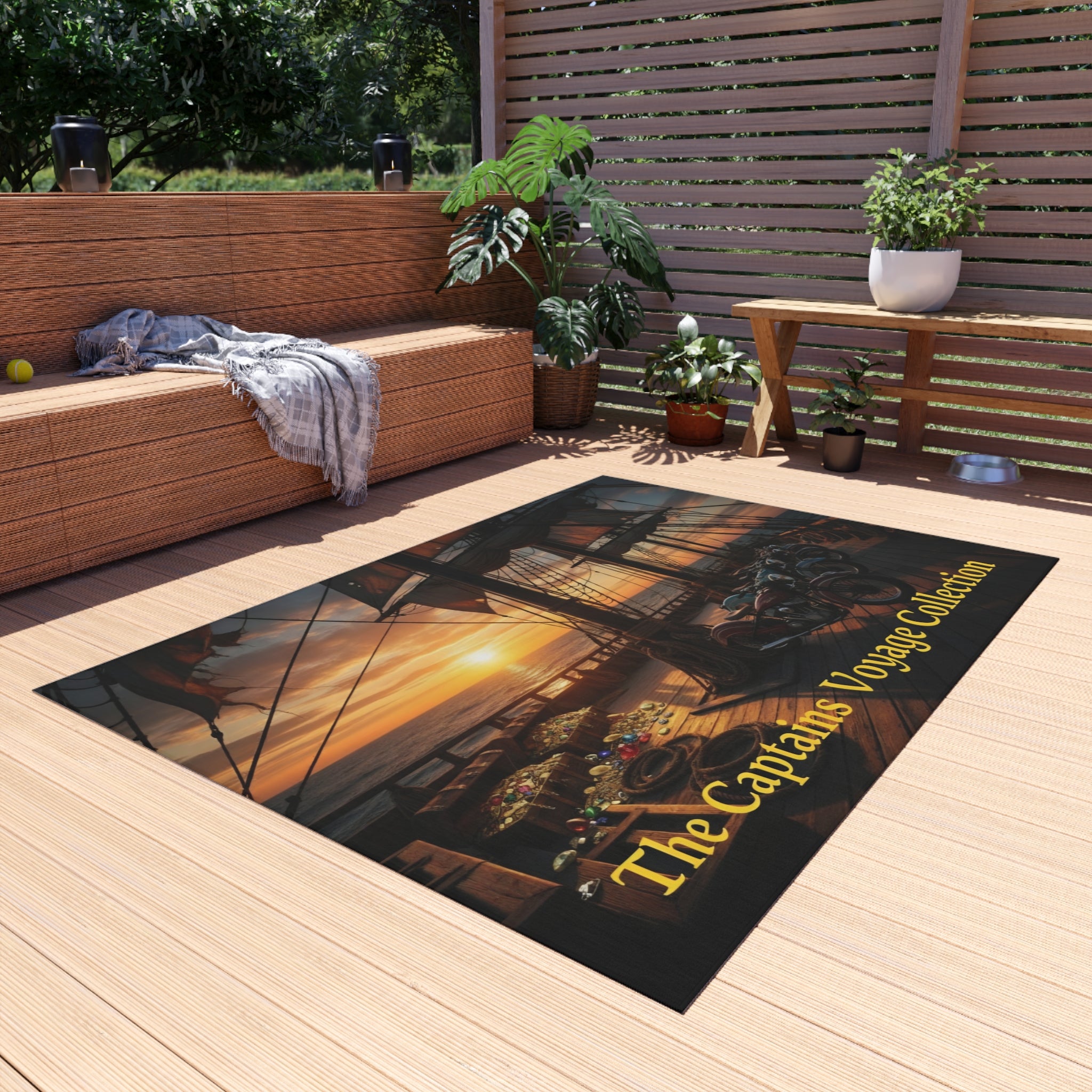 Outdoor Rug - Captain's Voyage Collection Nautical Sunset Doormat