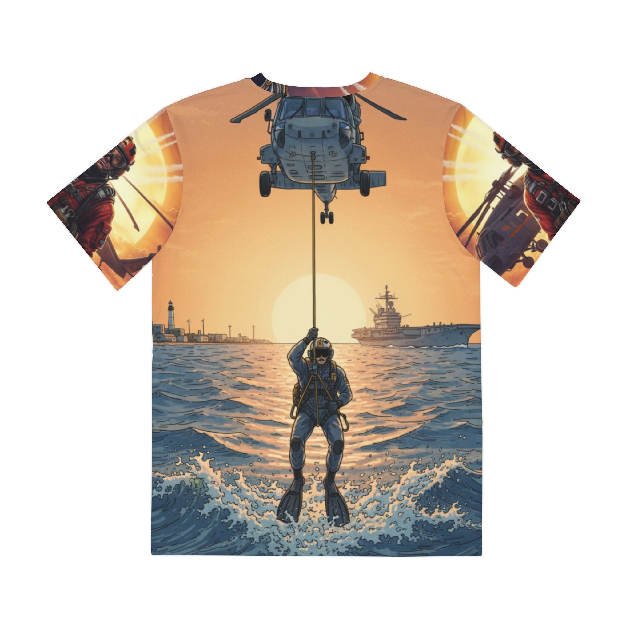 Rescue Helicopter Crew Tee — SAR Search & Rescue Sunset Graphic