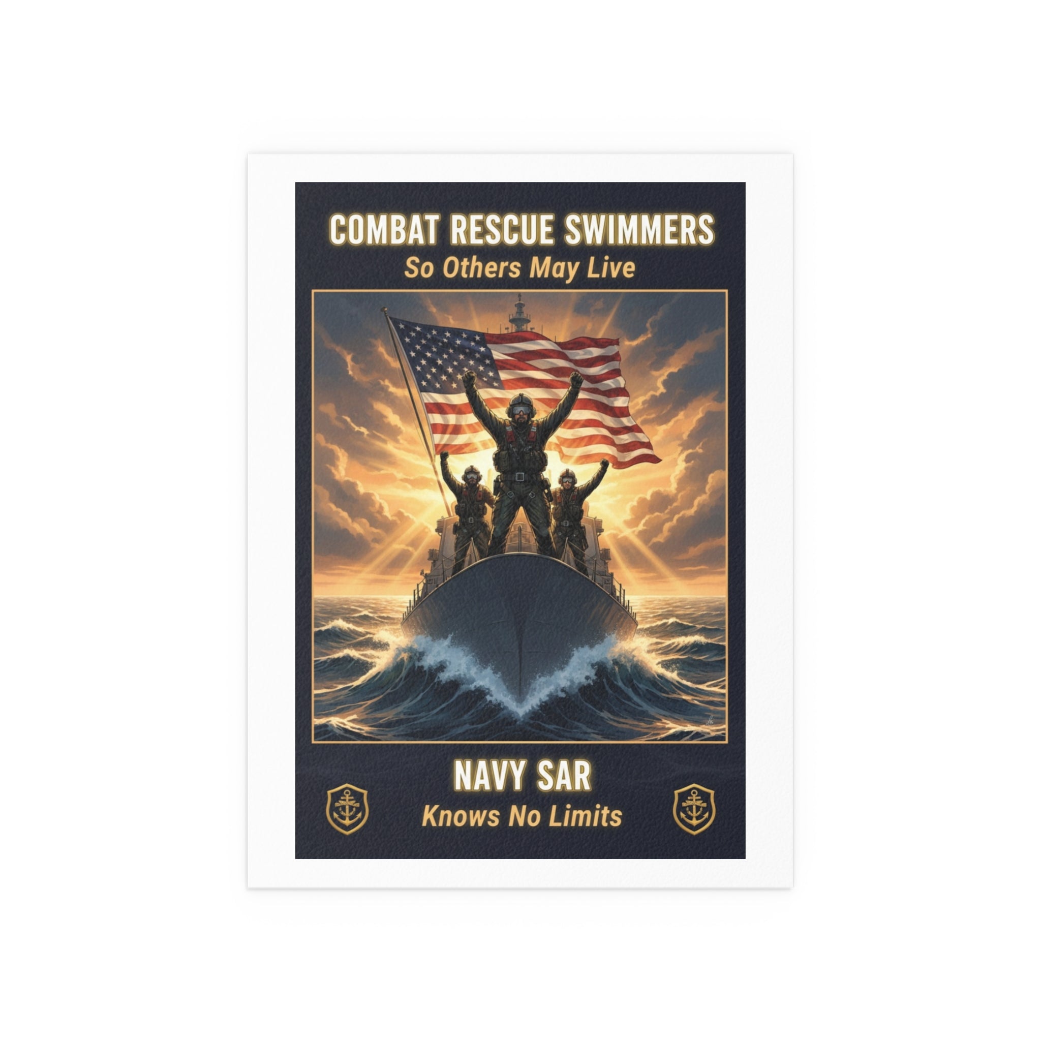 Combat Rescue Swimmers Silk Poster — "So Others May Live" Navy SAR Wall Art