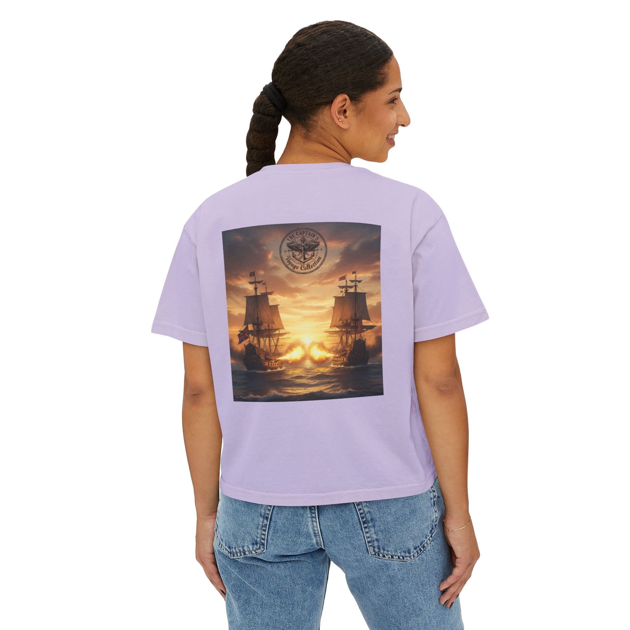 Boxy Tee — Captains Voyage Vintage Motorcycle & Sailing Graphic