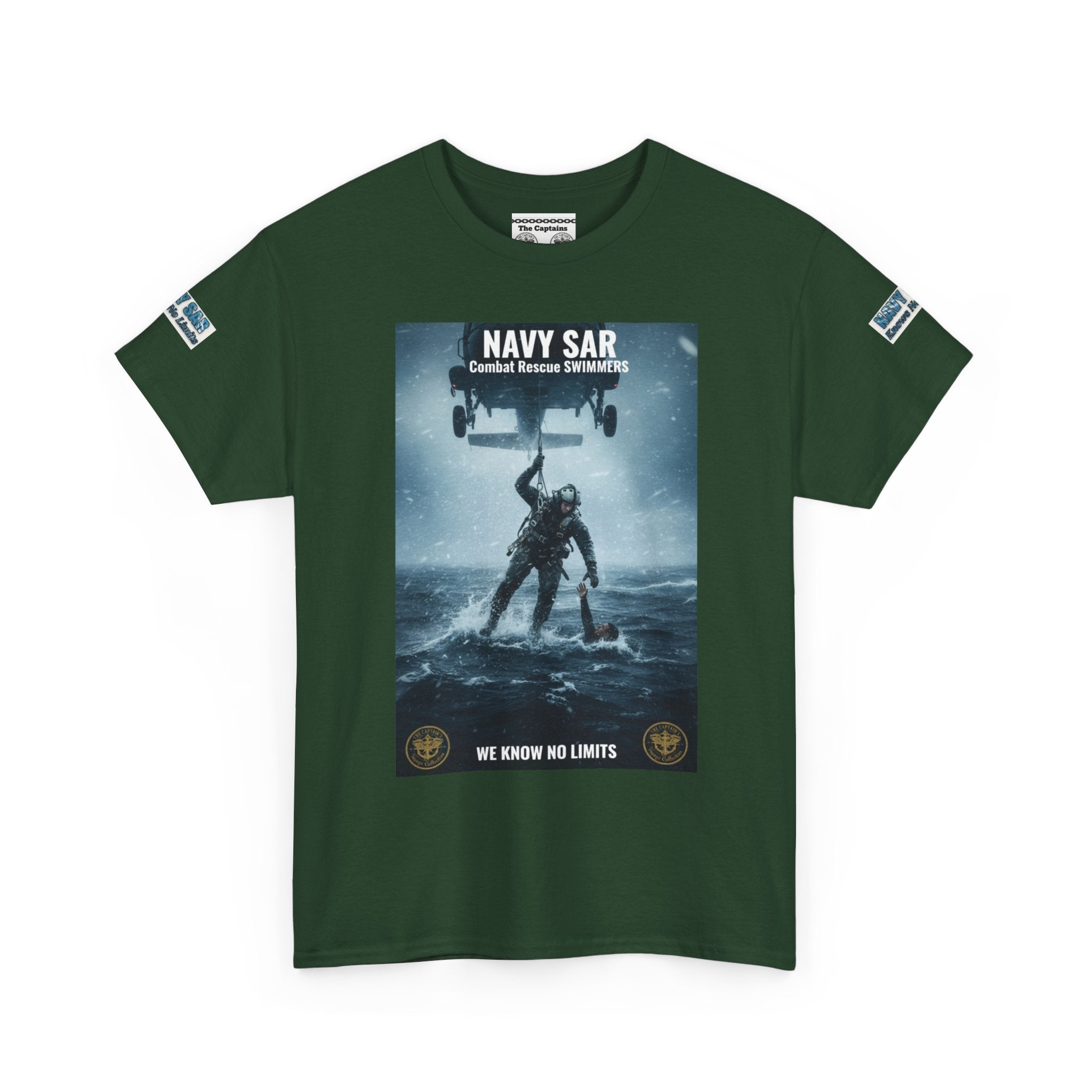 Navy SAR Combat Rescue Swimmers T‑Shirt — "We Know No Limits"