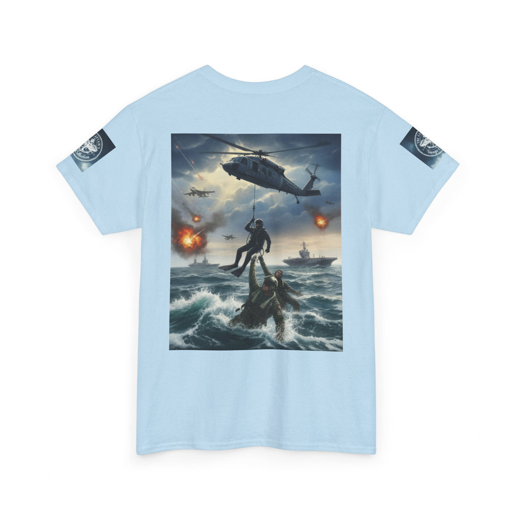 Navy Search & Rescue Graphic Tee — SAR Helicopter Rescue Scene