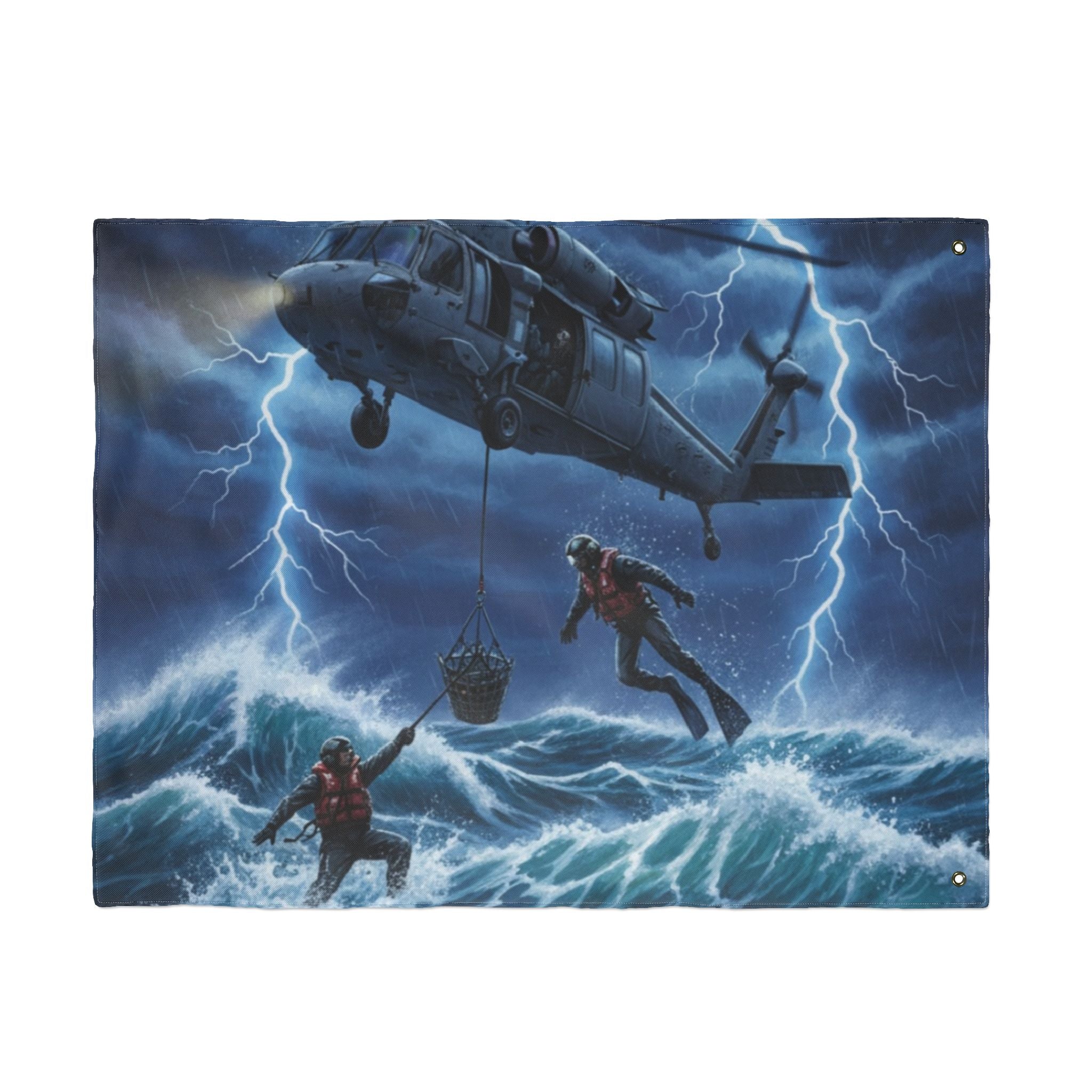 Double-Sided Nautical Rescue Flag — Navy SAR Search & Rescue Scene