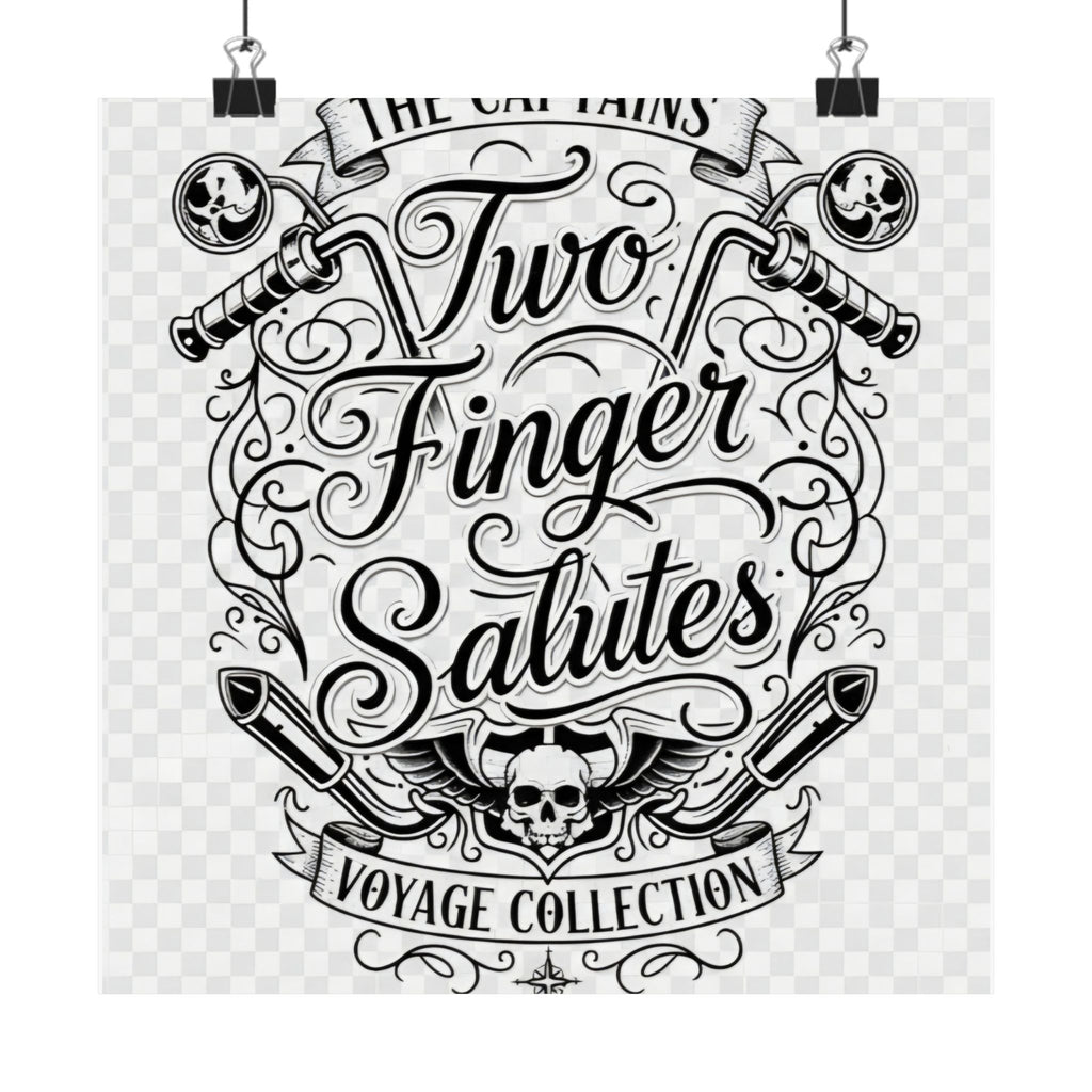 Two Finger Salutes Poster — Vintage Nautical Skull Voyage Wall Art