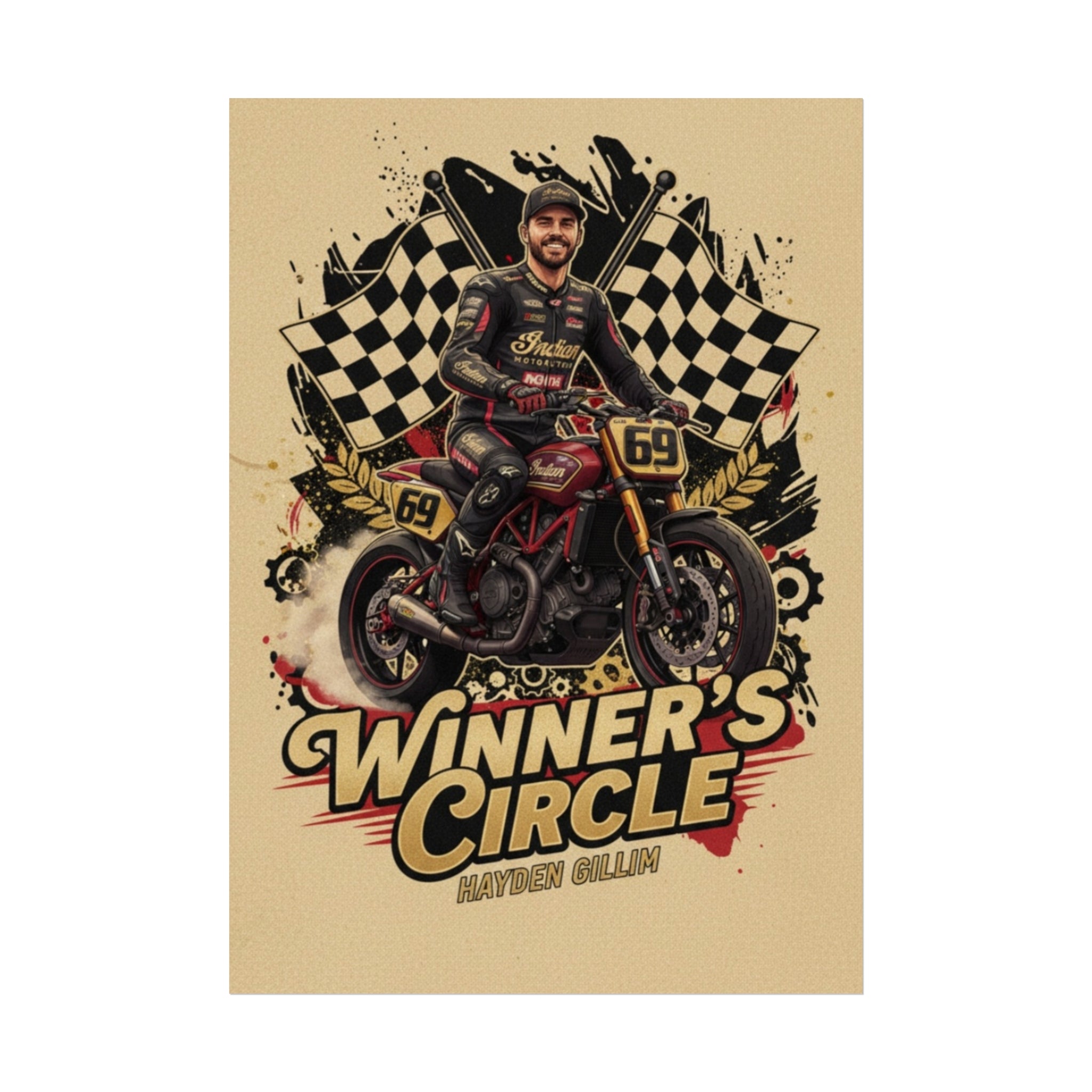Winner's Circle Motorcycle Poster — Vintage Racing Fine Art Print