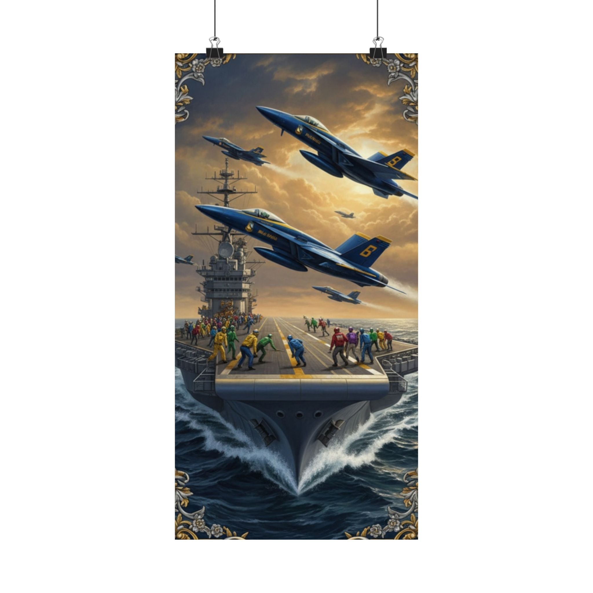 Navy SAR Rescue Helicopter Matte Poster — Dramatic Sea Rescue Art