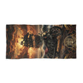 Pirate Ship & Motorcycle Beach Towel — Vintage Nautical Sunset Graphic
