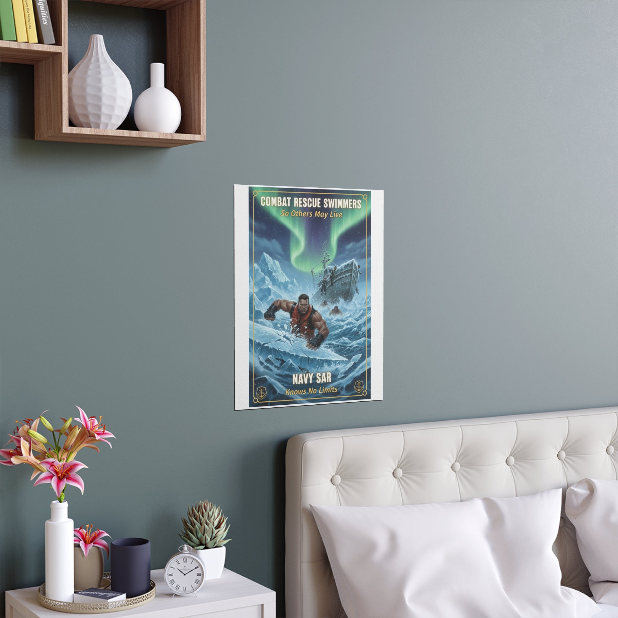 Combat Rescue Swimmers Silk Poster — Navy SAR 'So Others May Live' Arctic Rescue Print