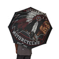 Foldable Umbrella — Native Warrior Graphic, Semi-Automatic Compact Rain Umbrella